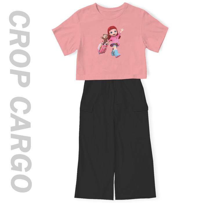 Setelan Crop Oversize Viral Rainbow Ruby Koper Anak Perempuan Remaja Celana Kargo Pakaian Fashion Ba