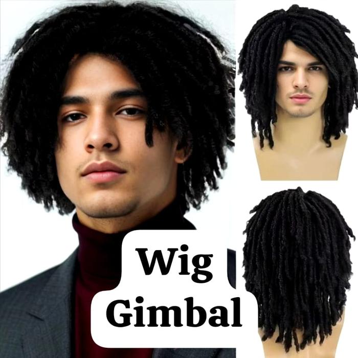 Wig pria gimbal wig cowo gimbal kepang sulam