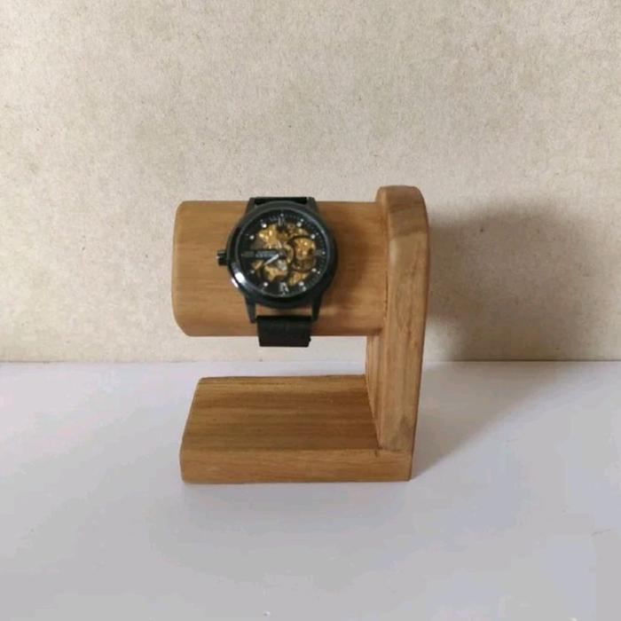 stand jam tangan kayu jati minimalis / trmpat naroh jam tangan