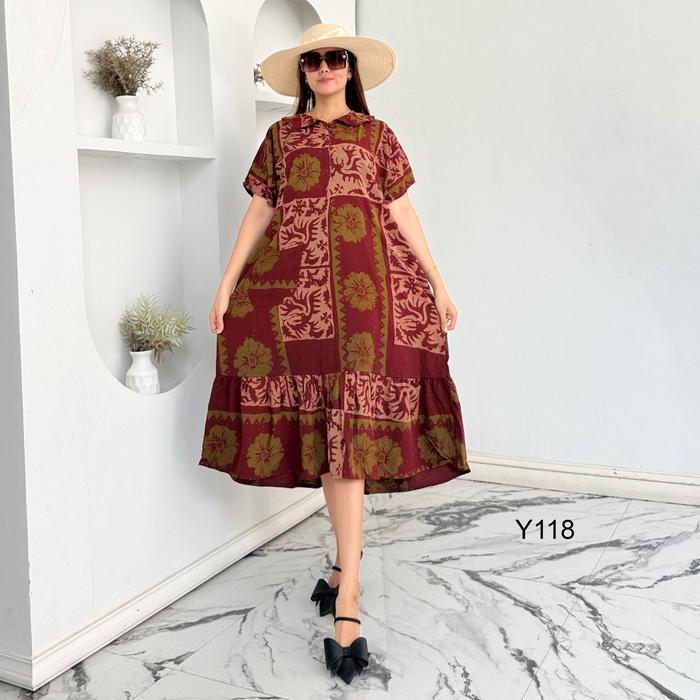 Vitela Daster Batik Cap Yura LD 110cm Motif Desain Handmade Bahan Rayon Pekalongan Busui Friendly