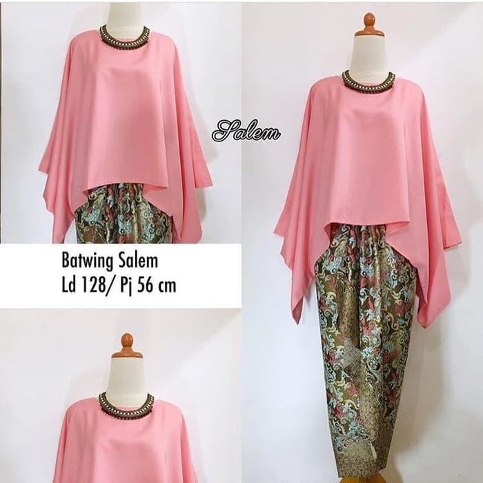 COD Atasan Satin Polos Baju Kebaya Wisuda Kondangan Model Kelelawar Kebaya Modern Blouse Batwing Jum