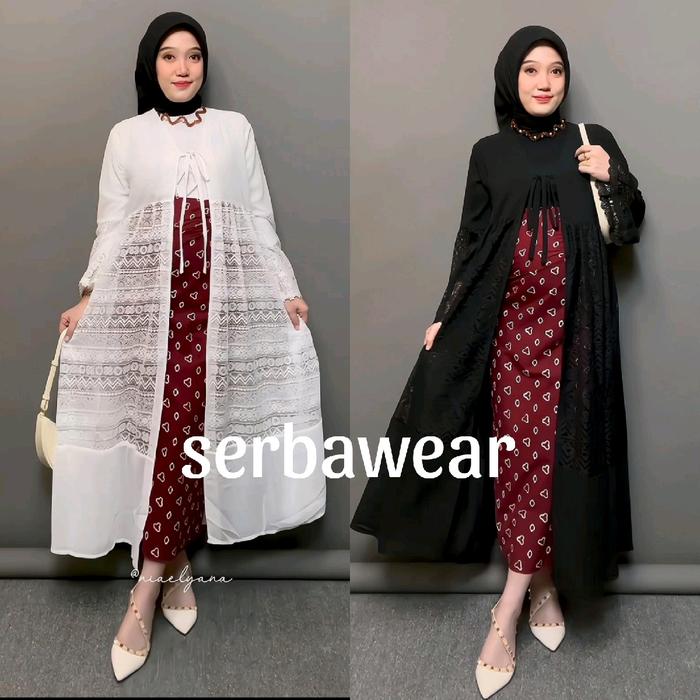 Ajila Outer Tunik Mix Ceruty Brocade Lace Outer ADA JUMBO LD 120 XXL Atasan Wanita | Outer Kondang