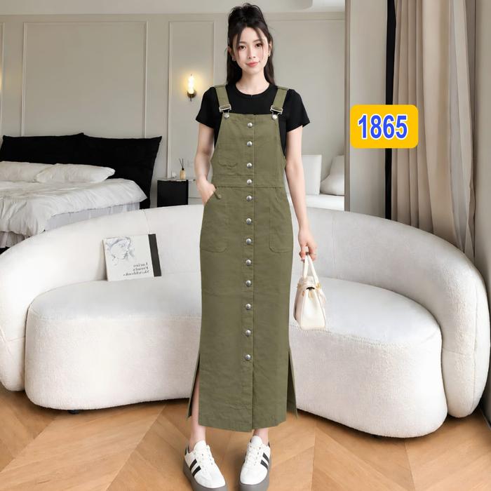 Arsofashionshop/Dres Rompi Jamsuid 1865/Dres Rompi Import/Dres Maxi Polos Korea/Terusan Dres Wanita 