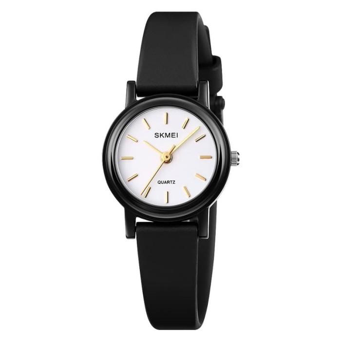 O♫PE JAM TANGAN WANITA KULIT SKMEI 1659 GOLD ANGKA ANALOG CASUAL A♥81
