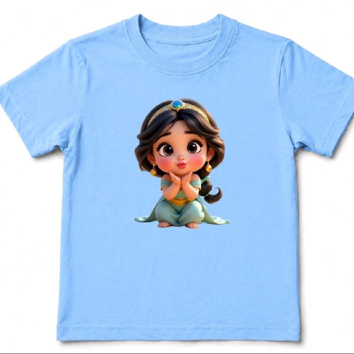 Kaos Anak Perempuan Gambar Princess Jasmine Bahan Katun Pe Sablon Polyflex PVC Korea DTF Elastis Lem
