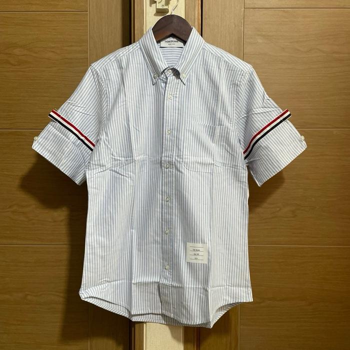 Kemeja PendekThom Browne Stripe Blue