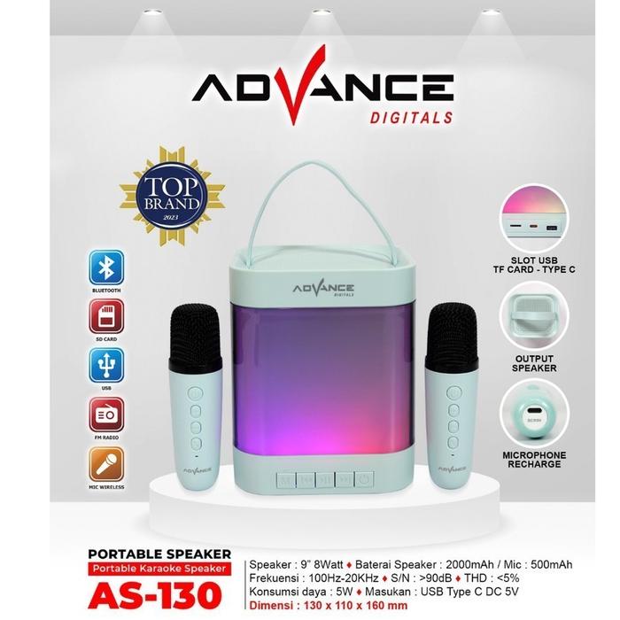 Speaker Mini Advance K52 Speaker Portable Karaoke Bluetooth 2 Mic Wireless
