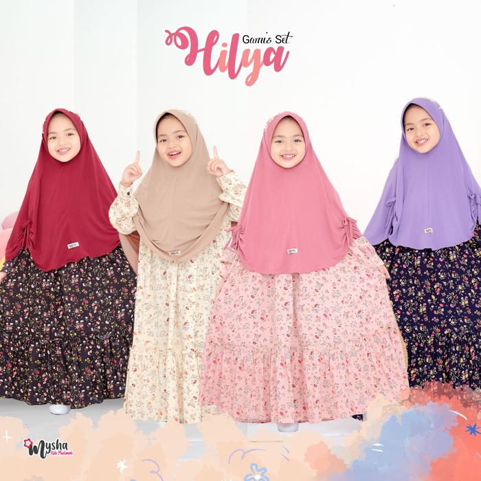Mysha Kids Muslimah - Gamis Anak Perempuan Hilya Gamis Set Gamis Anak Perempuan set Hijab / Baju Mus
