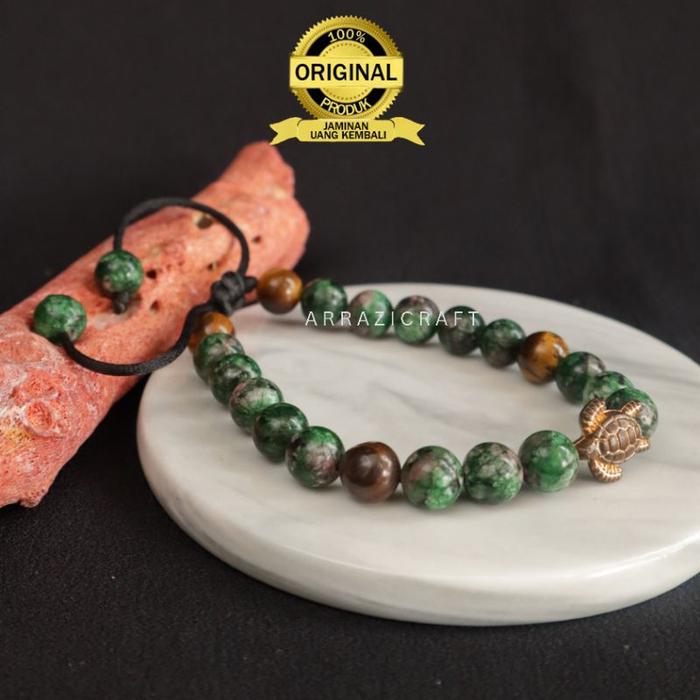 GELANG BRACELET Penyu Batu Ruby Mix Tiger Eye Asli 100% Original Pria Wanita