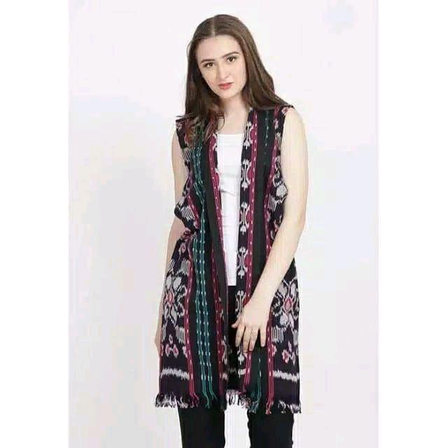 long outer tenun wanita, batik tenun, outer tenun tenun batik High, long vest outer Panjang