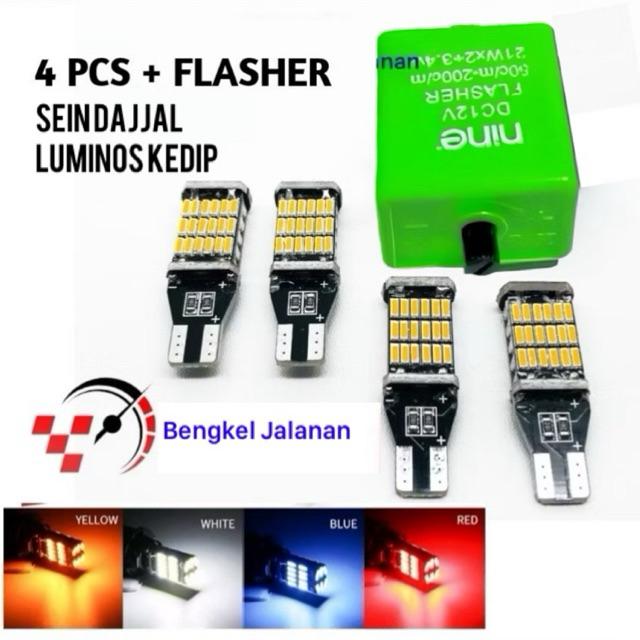 [COD]LUMINOS Paket Lampu Sen Sein Dajjal dan Flaser Relay Sein Sen Kedip 45 LED Super Terang Motor