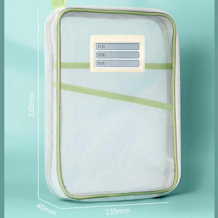 Document Bag Transparan 3 Lapis File Holder Lucu/ Map Dokumen Tas Folder Portabel Jaring Penyimpanan