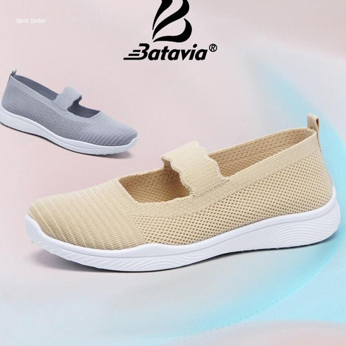 Batavia Sepatu Datar Ibu Sepatu Bernapas Lembut dan Nyaman Rajut A172 | Kekinian