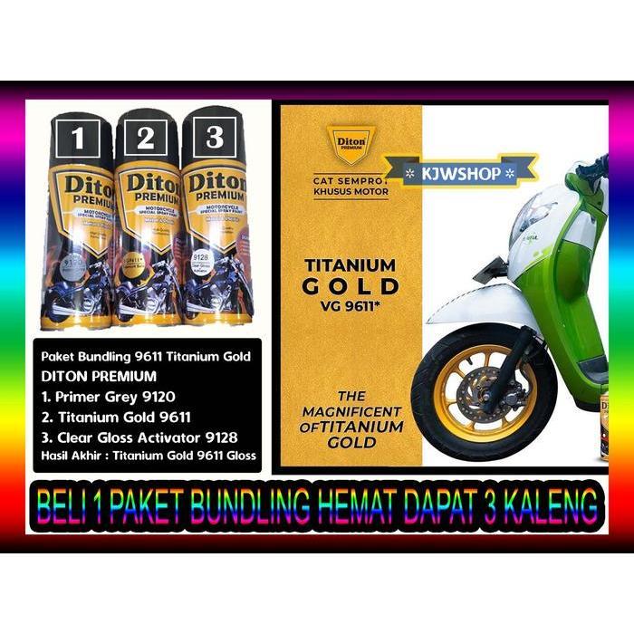 Paket Hemat DITON PREMIUM Primer 9120 Titanium Gold 9611 Clear 9128