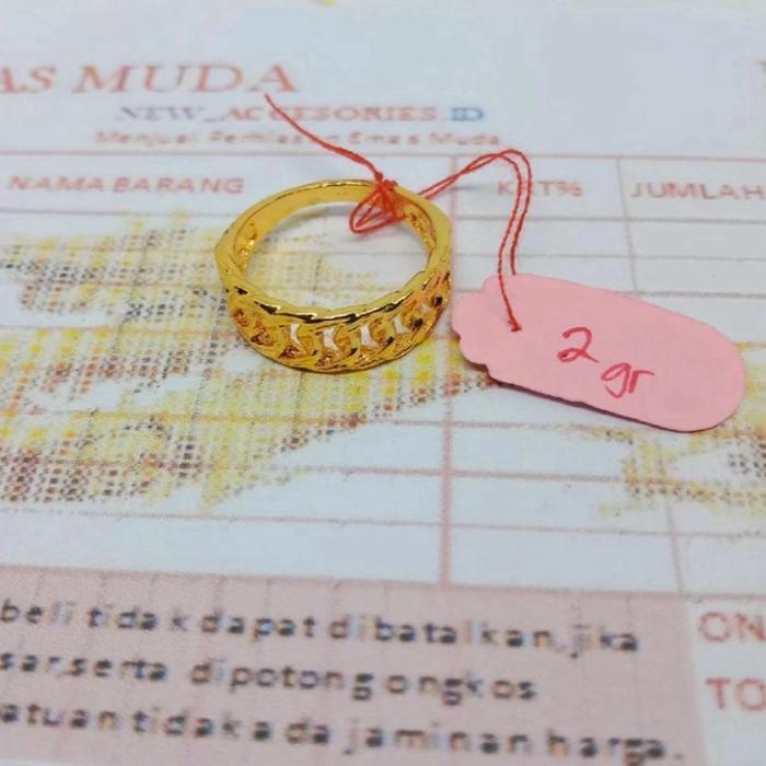Cincin rantai wanita warna emas berat 2 gram gold super gold