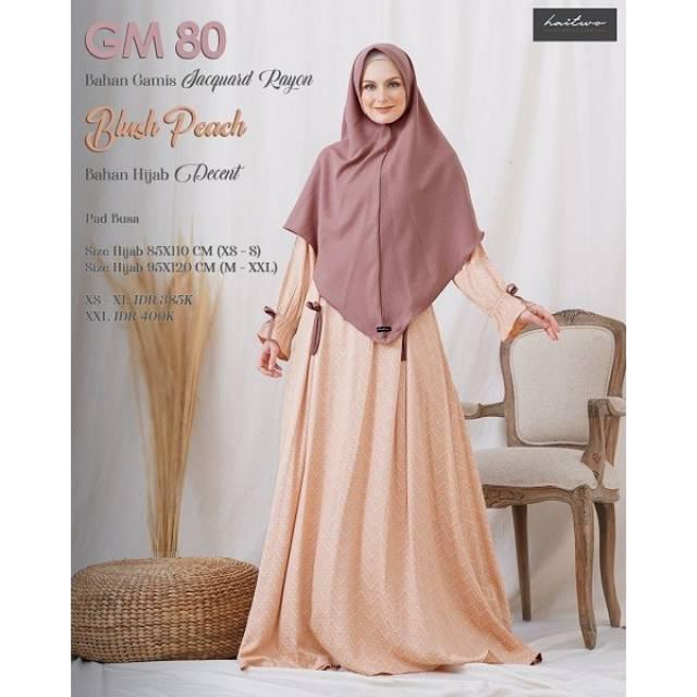 GM 80 Set Gamis Syar'i Haihai Haitwo Blush Peach Turquoise Bright White Putih Im
