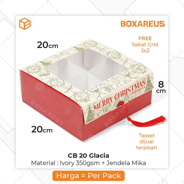 PREMIUM (READY) terjamin Packaging Cake Box Christmas Dus Hampers Kemasan Kue Natal | CB 20 GLACIA t