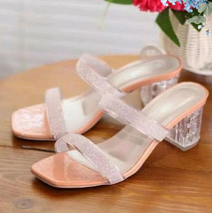 TOS | Heels Pesta Hak Kaca Jelly 5cm Big. size 35-42 Shoes Wanita High Pink pesta white hak tinggi h