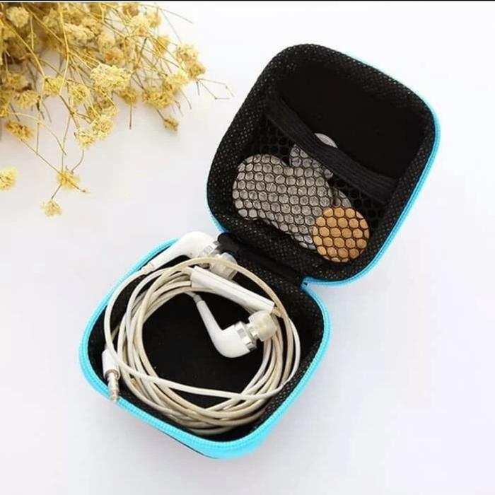 SMJ - Dompet Headset Koin Petak Pouch Penyimpanan Charger Mini Case Organizer Kabel Headset Bluetoot