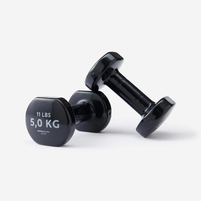 Ready Stok Decathlon NYAMBA Dumbell Kebugaran Sepasang 5 kg Hitam - 8336580