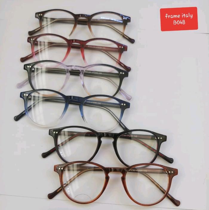 (B048) Frame Italy Kacamata Bulat Trendy Classic Ringan Bahan Plastik Nyaman Digunakan Sehari-hari