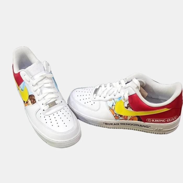 Nike Sepatu Air Force 1 "50th Anniversary KHONG GUAN Biscuit x Mr Custom" Limited Edition Size 44 Ha