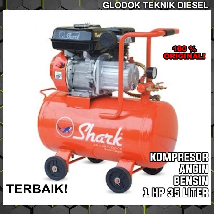SHARK Kompresor Angin Bensin 1 HP 35 LITER Gasoline Air Compressor EZ 1035 ORIGINAL EZ1035 TERBAIK
