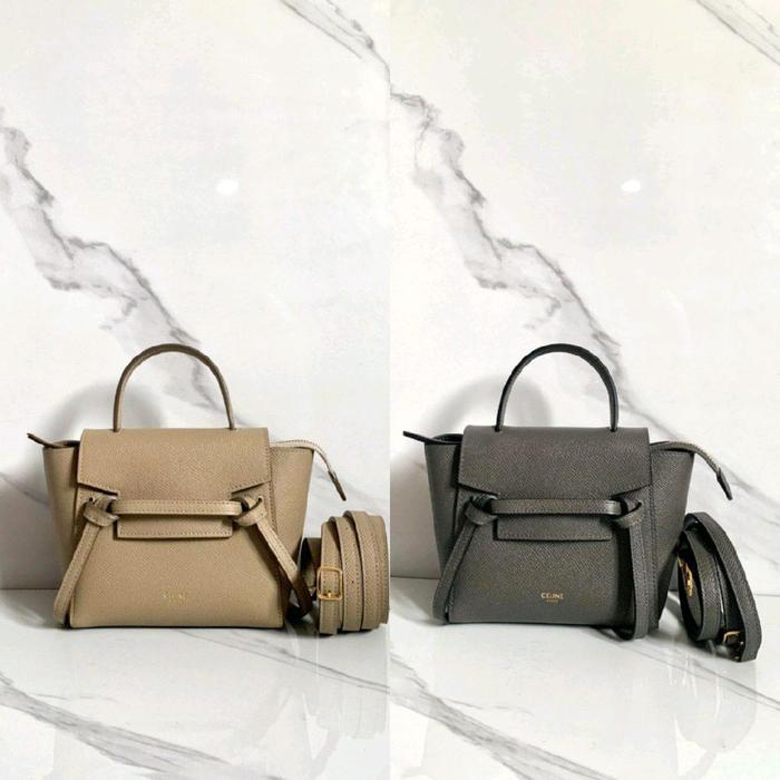 Celine Pico Belt Bag in Light Taupe & Dark Grey