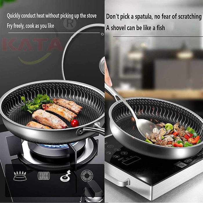 316 Stainless Steel Frying Pan Wok Non-stick Pan Double-side