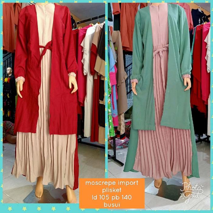 Gamis Outer Dewasa   LD 105 Moscrepe Import Plisket Busui LD 105 PB 140