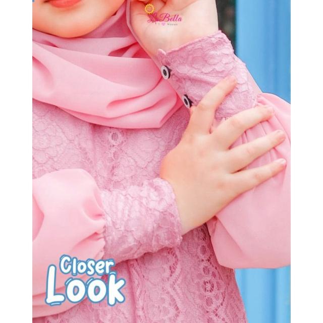 Gamis Anak AUDRINA Brokat Navy Pink