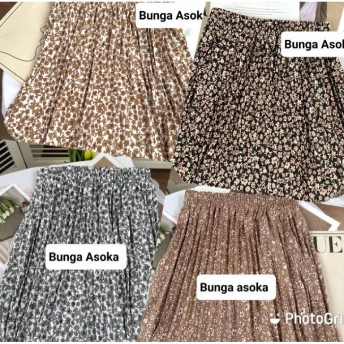 GS-ROK PLISKET PANJANG BUNGA ASOKA/ROK PLISKET PREMIUM/ROK PLISKET WANITA/ROK MAXY