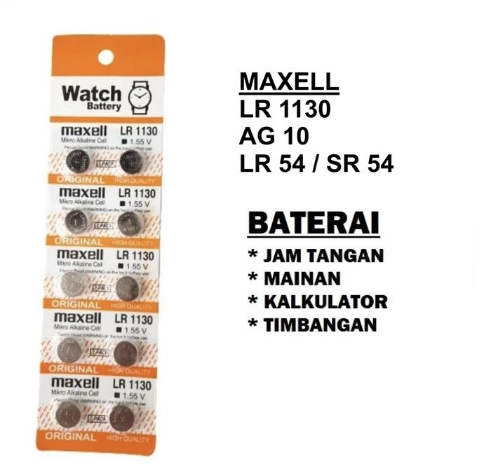 Baterai Kancing MAXELL batre Watch Battery LR1130 Button Cell 1,55 V Pengganti LR 1130 LR1130 AG10 L