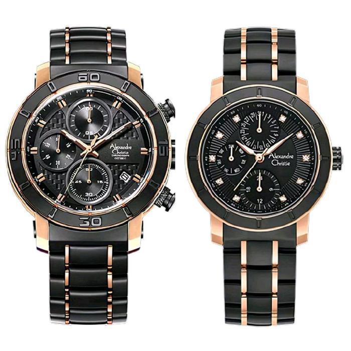 Jam Tangan Couple Alexandre Christie 6292 AC6292MC AC 6292 | Original - hitam rosegold