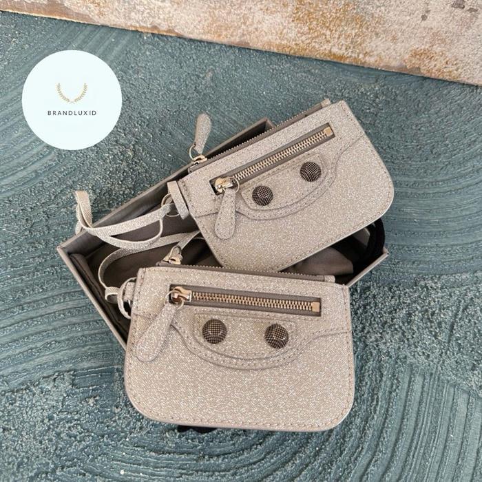 Balenciaga Cagole Coin Purse Silver & Denim