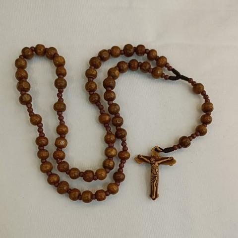 Yeraya Rosario Tali Kayu 8 mm Salib Double rosario kayu ukir rosario korpus bolak balik kalung doa r
