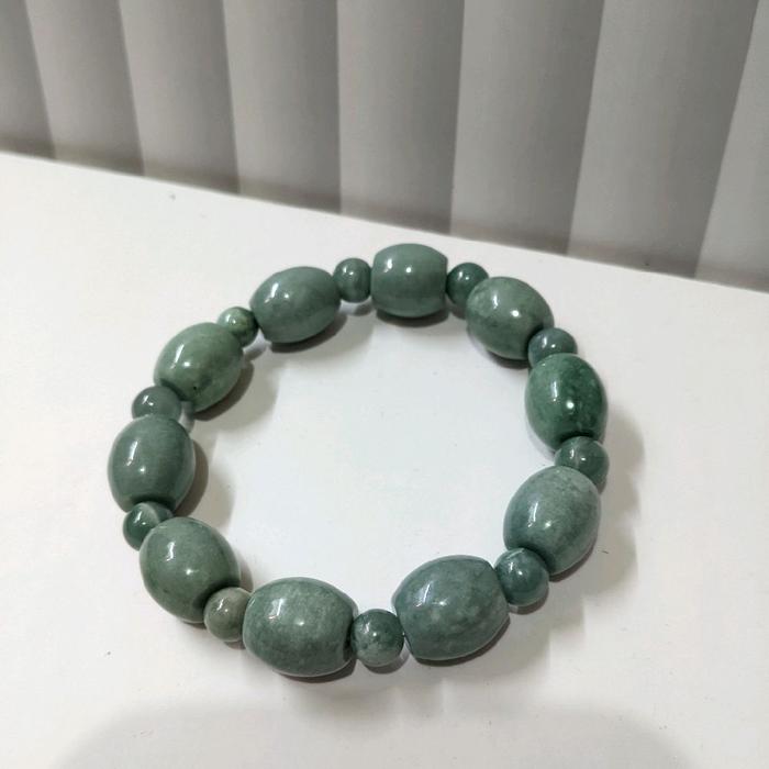 Gelang Batu Giok Burma Blue Water Jade 13 mm tabung