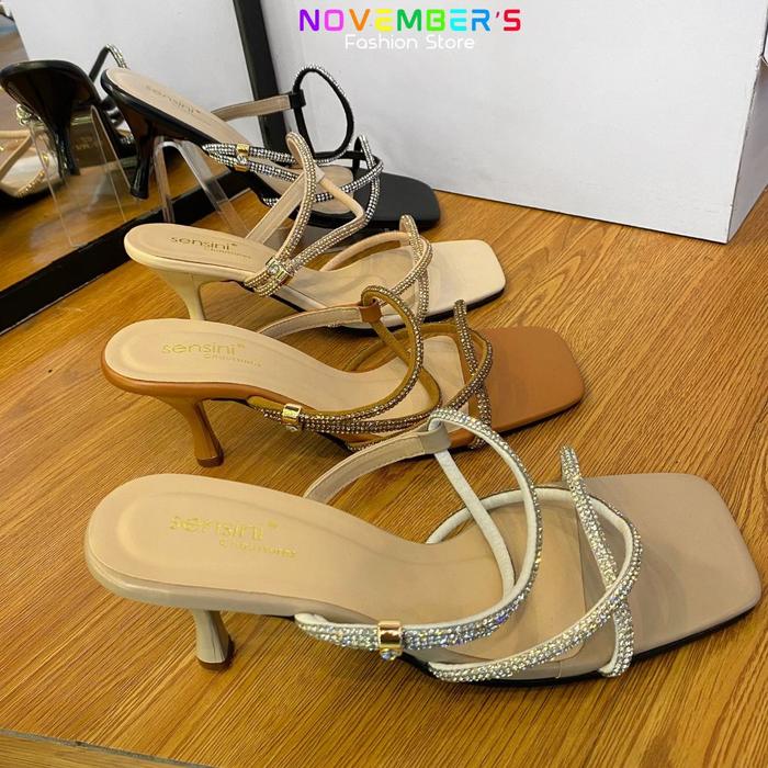 [ NOVEMBER'S STORE ] ALAS KAKI WANITA KEKINIAN SANDAL PESTA HEELS 6 CM  SENSINI SIZE (36-40) IMPORT