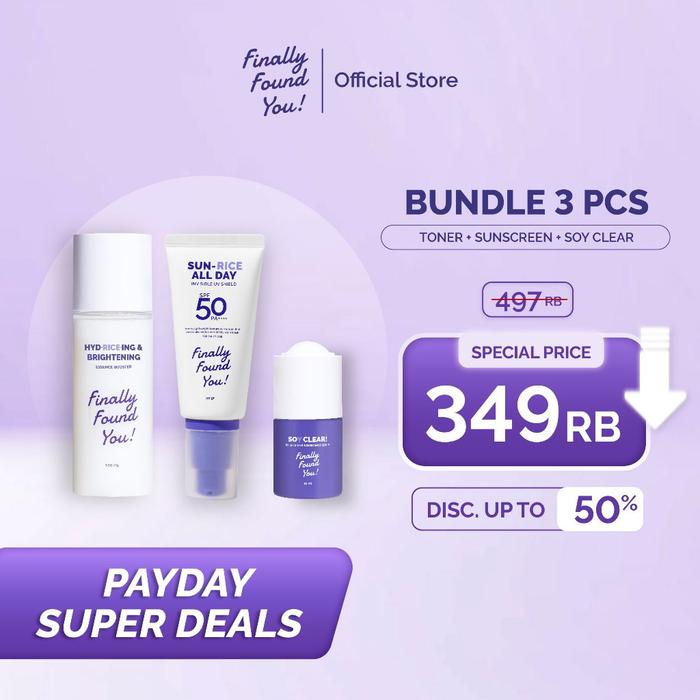 Finally Found You! Ultimate Brightening Defense Bundle (Rice Toner + Serum Darkspot + Sunscreen)