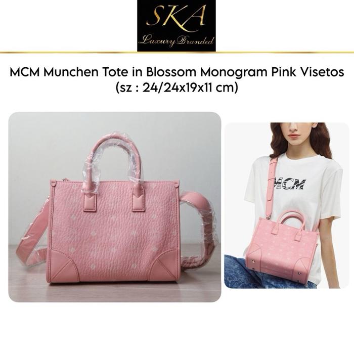MCM Munchen Tote in Blossom Monogram Pink Visetos