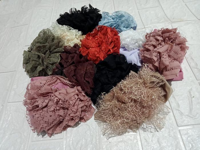 PAKET 10 PCS Ciput Dalaman Jilbab Turki Bahan Kaos Inner Kerudung Konde Renda Brukat Harga Grosir Hi