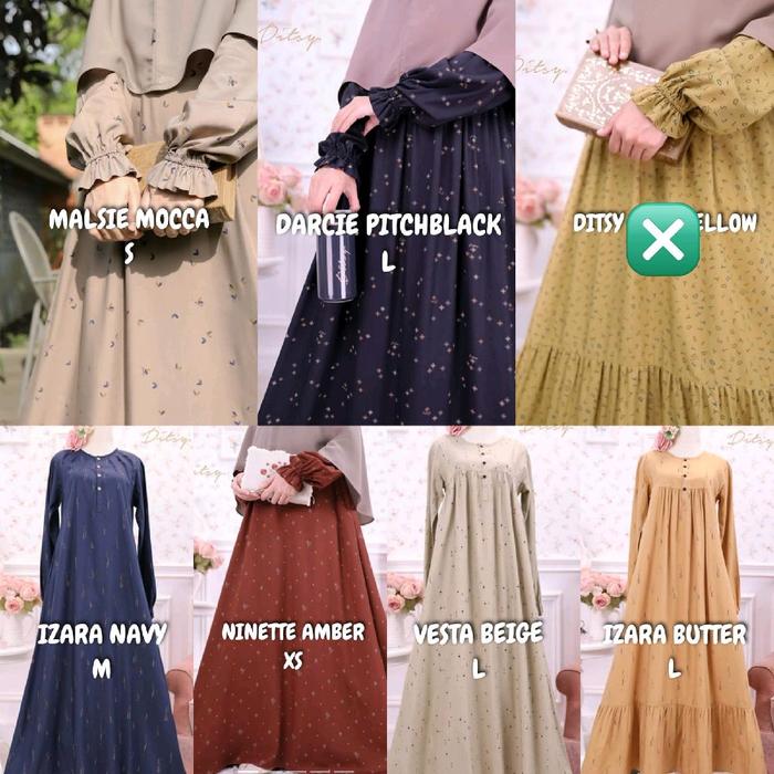 Ditsy Nightgown Muslim Dress Wanita Nyaman dan Adem - Dewasa, Pesta, Mewah, Remaja, Syari, Gamis, Le