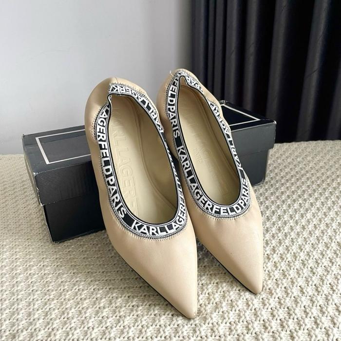Original KARL LAGERFELD Sepatu Wanita Elegan Flat Shoes Size 38,5 Warna Dusty Nude untuk Tampilan Mo