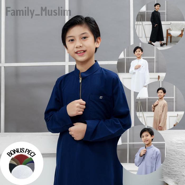 Jubah Anak Laki-laki Gamis Anak Cowok 7-14 Tahun Katun Premium Panjang Adem Halus ALIFA - Muslim, Ba