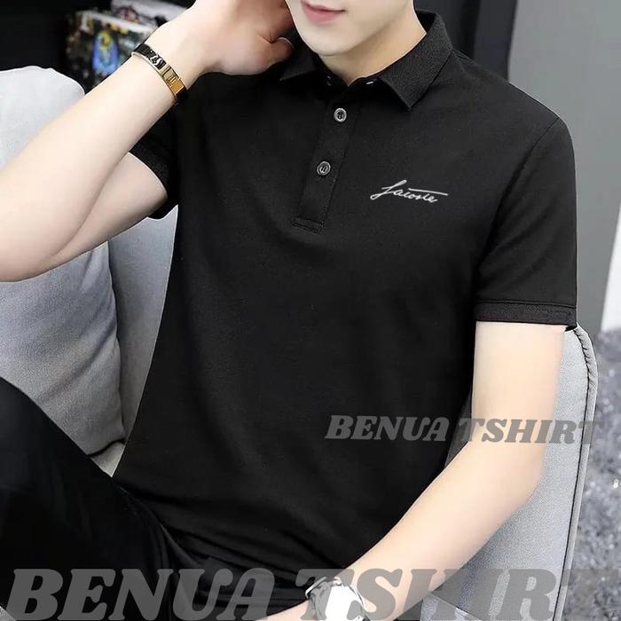 COD-PAKAIAN KAOS BASIC PRIA KERAH WANGKI LENGAN PENDEK-REZA-KAOS POLO MOTIF PRINT SABLON LOGO-KAOS P