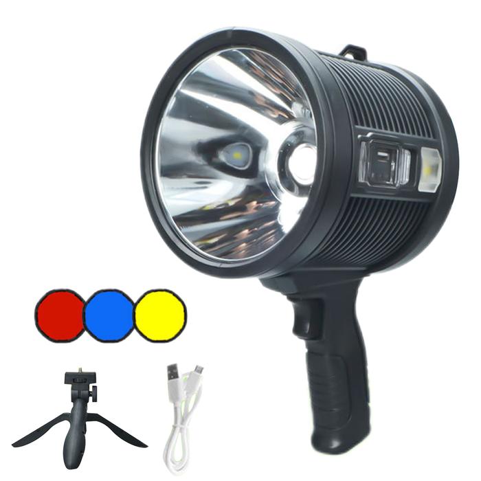 Rechargeable High Power Solar Led Flashlight Searchlight Powerful