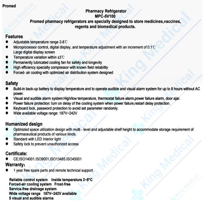 Pharmacy Refrigerator/Lemari Pendingin Vaksin,obat MPC-5V100