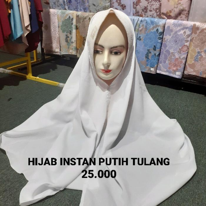 HIJAB BERGO PUTIH TULANG POLOS