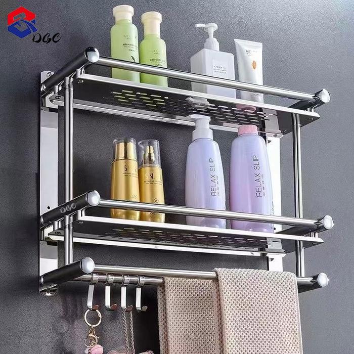 DGC Rak Kamar Mandi Stainless Rak Dinding Rak Handuk Rak Sabun Dinding Kamar Mandi Rak Bumbu Dapur