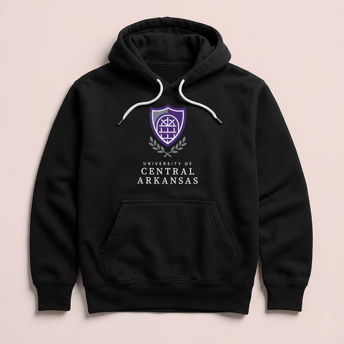 Hoodie UCA University of Central ARKANSAS Premium Fleece Cloth Sweater Jacket Hood Black Hitam